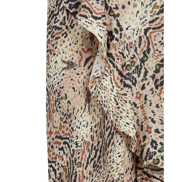 Womens Size 6 ALLSAINTS Raya Arietta Animal Print Ruffled Midi Maxi Skirt - Picture 4 of 10